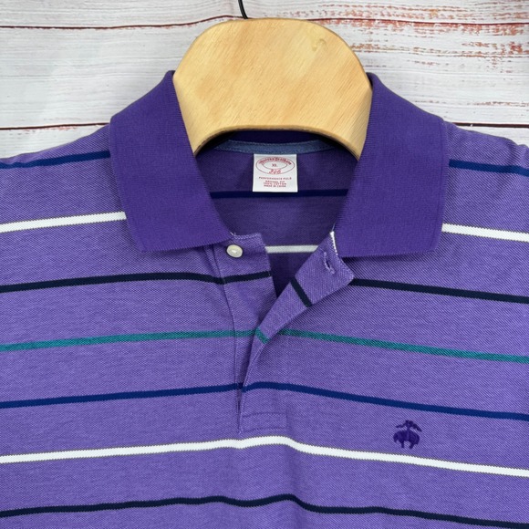 Brooks Brothers Other - Brooks Brothers 346 Performance Polo Shirt Mens XL Purple Striped Short‎ Sleeve